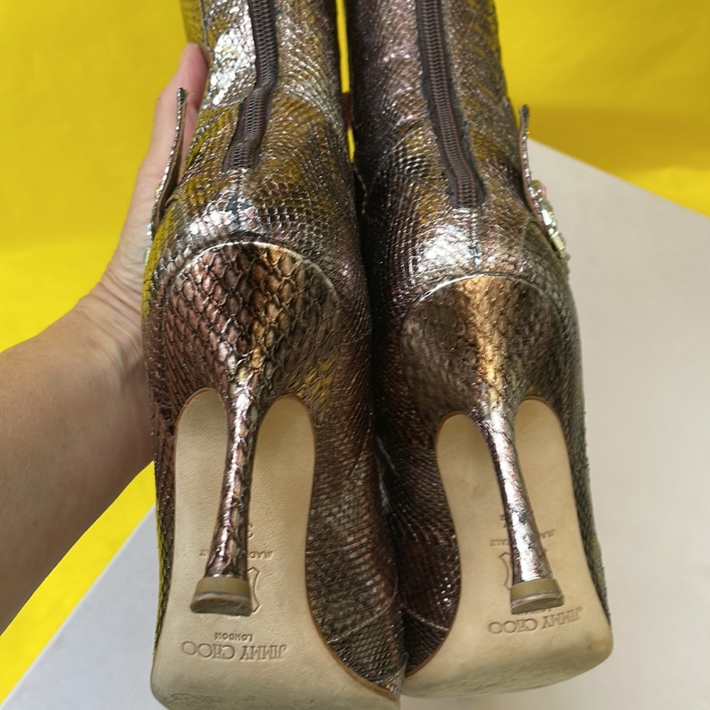 Bronze Jimmy Choo watersnake skin/leather boots in original box - Picture 14 of 16